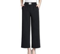 Générique Linebalm Pants, Pulisa Womens Pants, High Rise Pull-on Stretch Pant, Breathable for Senior Women (Black,3XL)