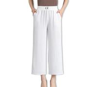 Générique Linebalm Pants, Pulisa Womens Pants, High Rise Pull-on Stretch Pant, Breathable for Senior Women (White,2XL)