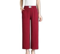 Générique Linebalm Pants, Pulisa Womens Pants, High Rise Pull-on Stretch Pant, Breathable for Senior Women (Red,5XL)