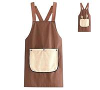Générique Linen Cotton Kitchen Apron with Pockets, Adjustable Cross Back Bib for Men Women, Waterproof Stain Resistant & Detachable Microfiber Towel for Cooking Baking Gardening Restaurant BBQ