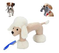Générique Linen Squeaky Dog Chew Toy for Small Medium Dogs, Durable Safari Animal Stuffed Dog Toy for Boredom Relief, Tough Linen Fabric Puppy Teething Toy for Aggressive Chewers (Off-White)