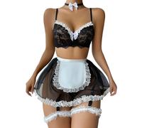 Générique Lingerie Sexy Femme Érotique Hot Haut Sexy Femme Lingerie For Women Role Play Outfit Cosplay Dress Lace Apron Cosplay Outfit Set Femmes Nuisette de Saint Valentin