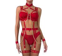 Générique Lingerie Sexy Femme Tenue Infirmiere Ensemble Coquine Hot Robe Transparente Guepiere Porte Jaretelles sous Vêtements Et Mini Jupe La Rosée Bodys Érotique Bustier Dentelle Rosee Jarretiere