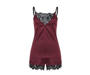 Générique Lingerie Sexy Hot Chaude,Pyjama Strap Top Lace Sets Satin Sleepwear Trip Night Wear Sleeveless (XL)