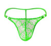 générique Lingerie Sexy pour Hommes sous-vêtements Dentelle Maillage G-String Strings Culottes Briefs String Ficelle Lot (Green, M)