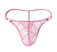 générique Lingerie Sexy pour Hommes sous-vêtements Dentelle Maillage G-String Strings Culottes Briefs String Ficelle Lot (Pink, M)