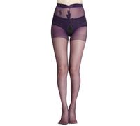 Générique Lingerie Vintage Jarretelle Bas Cuissardes en Dentelle Transparente avec Entrejambe Ouvert et Deux Fentes pour Plus d'attrait Lingerie Sexy en Dentelle (Purple, One Size)