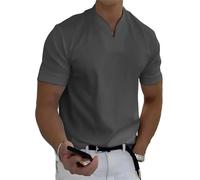 Générique Lininco Mens Shirts, LinincoStylish Slim Fit V-Neck T-Shirts for Men - Business Gym Athletic Tops (Dark Gray,M)