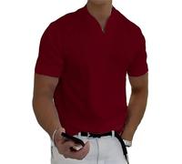 Générique Lininco Mens Shirts, LinincoStylish Slim Fit V-Neck T-Shirts for Men - Business Gym Athletic Tops (Wine Red,TG)
