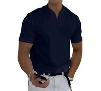 Générique Lininco Mens Shirts, LinincoStylish Slim Fit V-Neck T-Shirts for Men - Business Gym Athletic Tops (Navy Blue,TG)
