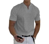 Générique Lininco Mens Shirts, LinincoStylish Slim Fit V-Neck T-Shirts for Men - Business Gym Athletic Tops (Light Gray,M)