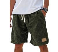 Générique Lininco Mens Shorts, Men's Breathable Linen Loose, Fashionable & Casual, Embroidered Logo, for Daily, Holiday, Travel (Army,4TG)
