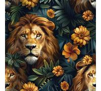 Générique Lion Feuilles Papier Peint Épaissir Mat Auto Adhésif 44x200 cm Forêt De Fleurs Meubles Autocollants Amovible Comptoir Contact Papier Stickers Muraux pour Bains Salon Chambre