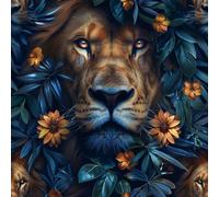 Générique Lion Feuilles Papier Peint Épaissir Mat Auto Adhésif 44x500 cm Forêt De Fleurs Meubles Autocollants Amovible Comptoir Contact Papier Stickers Muraux pour Bains Salon Chambre