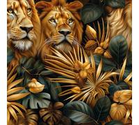 Générique Lion Forêt Papier Peint Épaissir Mat Auto Adhésif 44x300 cm Tropical Plantes Meubles Autocollants Amovible Comptoir Contact Papier Stickers Muraux pour Bains Salon Chambre
