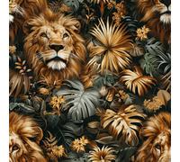 Générique Lion Forêt Papier Peint Épaissir Mat Auto Adhésif 44x600 cm Tropical Plantes Meubles Autocollants Amovible Comptoir Contact Papier Stickers Muraux pour Bains Salon Chambre