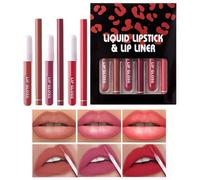 Générique Lipstick and Lip Liner Set, Waterproof Lipliners Pencil, Long-Lasting Lip Liners, Lip Gloss and Lipstick Combo, Lip Liners Pencil Combo, Lipliner and Lipstick for Women