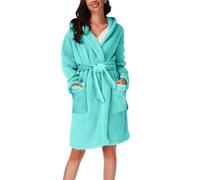 Générique Liquette De Nuit Femme Polaire - Combinaison De Pyjama À Lacets Robe Eponge Femme Sortie De Bain Épaisse Peignoir Long Capuche Ample Ensembles D'Intérieur Fashion