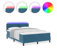 Générique Lit à Ressort avec Matelas et LED Bleu foncé 160x200 cm en Velours,Lits & Cadres de lit,68.36KG-3342732