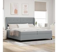 Générique Lit à Ressort avec Matelas - Gris Clair, 200x200 cm, Tissu,Lits & Cadres de lit,94.83KG-3340585