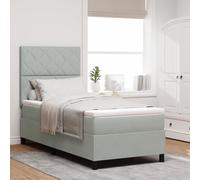 Générique Lit à Ressorts avec Matelas et lumière LED Gris Clair 90x190 cm en Velours,Lits & Cadres de lit,53.34KG-3343346