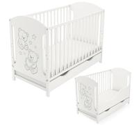 Générique Lit bébé Hugo avec tiroir et kit de Transformation (sans Matelas) 120x60 - réglable en Hauteur et sûr, au Design raffiné