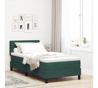 Générique lit Box Spring avec Matelas et LED Vert foncé 90x190 cm Velours,Lits & Cadres de lit,41.66KG-3342557