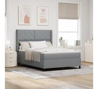 Générique Lit Box Spring avec Matelas Gris Clair 160x200 cm en Tissu,Lits & Cadres de lit,80.59KG-3341714