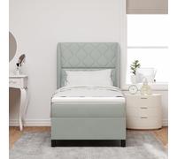Générique Lit Box Spring avec Matelas Gris Clair 90x200 cm Velours,Lits & Cadres de lit,57.11KG-3340964