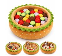 Générique Lit Burger pour Petit Chien et Chat, Lit Douillet en Peluche avec Piscine à Balles et Jouets en Peluche en Forme D'aliments, pour Teckel, Chiot et Chaton (35CM,avec Jouets)
