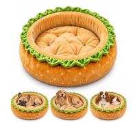 Générique Lit Burger pour Petit Chien et Chat, Lit Douillet en Peluche avec Piscine à Balles et Jouets en Peluche en Forme D'aliments, pour Teckel, Chiot et Chaton (sans Jouets,35CM)