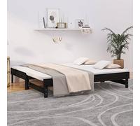 Générique Lit Coulissant sans Matelas Noir 2X(75x190) cm,Lits & Accessoires,Lits & Cadres de lit-823398