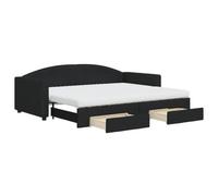 Générique Lit de Jour avec gigogne et tiroirs Noir 90x200 cm Tissu,Meubles, Lits & Accessoires, Lits & Cadres de lit, Noir (Poids 65.06KG)