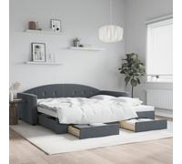 Générique Lit de Jour avec gigogne et tiroirs sans Matelas 100x200 cm,Lits & Accessoires,Lits & Cadres de lit-3197357