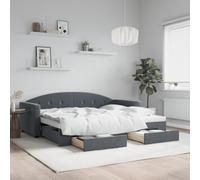 Générique Lit de Jour avec gigogne et tiroirs sans Matelas 90x200 cm,Lits & Accessoires,Lits & Cadres de lit-3197350