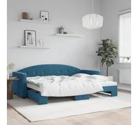 Générique Lit de Jour avec gigogne sans Matelas Bleu 80x200 cm,Lits & Accessoires,Lits & Cadres de lit-3197293