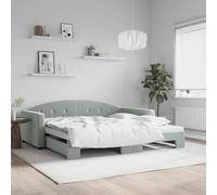 Générique Lit de Jour avec gigogne sans Matelas Gris Clair 100x200 cm,Lits & Accessoires,Lits & Cadres de lit-3197308