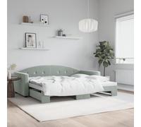 Générique Lit de Jour avec gigogne sans Matelas Gris Clair 90x200 cm,Lits & Accessoires,Lits & Cadres de lit-3197301