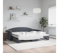Générique Lit de Jour avec gigogne sans Matelas Gris foncé 90x200 cm,Lits & Accessoires,Lits & Cadres de lit-3197302