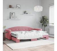 Générique Lit de Jour avec gigogne sans Matelas Rose 80x200 cm,Lits & Accessoires,Lits & Cadres de lit-3197297