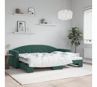 Générique Lit de Jour avec gigogne sans Matelas Vert foncé 80x200 cm,Lits & Accessoires,Lits & Cadres de lit-3197296