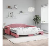 Générique Lit de Jour avec lit gigogne Rose 100x200 cm Velours,Lits & Accessoires,Lits & Cadres de lit-3197311