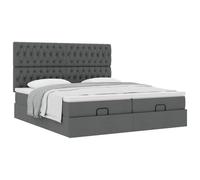 Générique Lit Double Coffre Matelas Ressorts Ensachés Surmatelas Inclus Structure Métal Bois Chambre à Coucher, Gris foncé, 160 x 200 cm, Design touffeté