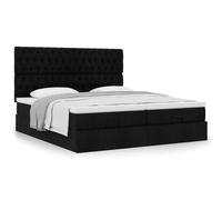 Générique Lit Double Coffre Matelas Ressorts Ensachés Surmatelas Inclus Structure Métal Bois Chambre à Coucher, Noir, 160 x 200 cm, Design touffeté