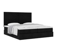 Générique Lit Double Coffre Matelas Ressorts Ensachés Surmatelas Inclus Structure Métal Bois Chambre à Coucher, Noir, 200 x 200 cm, Design Simple