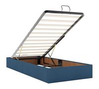 Générique Lit Double Coffre Matelas Ressorts Ensachés Surmatelas Inclus Structure Métal Bois Chambre à Coucher, Bleu, 160 x 200 cm, Design touffeté