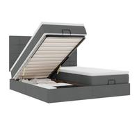 Générique Lit Double Coffre Matelas Ressorts Ensachés Surmatelas Inclus Structure Métal Bois Chambre à Coucher, Gris foncé, 200 x 200 cm, Bloc avec carrés