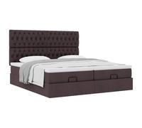 Générique Lit Double Coffre Matelas Ressorts Ensachés Surmatelas Inclus Structure Métal Bois Chambre à Coucher, Marron foncé, 160 x 200 cm, Design touffeté