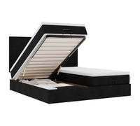 Générique Lit Double Coffre Matelas Ressorts Ensachés Surmatelas Inclus Structure Métal Bois Chambre à Coucher, Noir, 160 x 200 cm, Design Simple