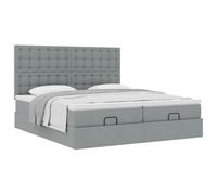 Générique Lit Double Coffre Matelas Ressorts Ensachés Surmatelas Inclus Structure Métal Bois Chambre à Coucher, Gris Clair, 160 x 200 cm, Boutons